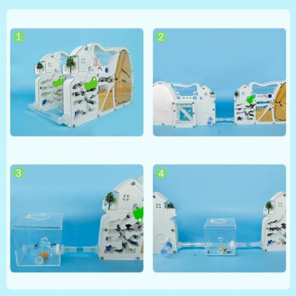 2PCS Ant Farm Castle with Connecting Tubes and Forage Box, Sand Ant Colony Observation Kit, Ant Viewing Habitat Science Kit, Educational & Learning Science Kit for Kids, Adults, Student