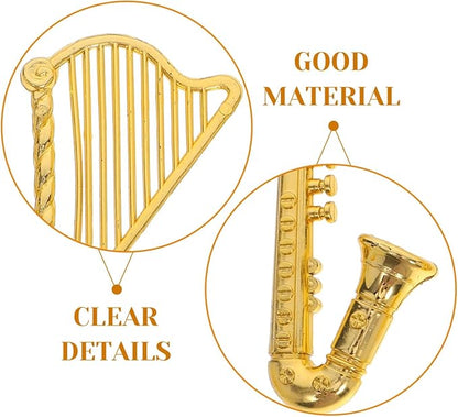 VICASKY 14pcs Mini Musical Instruments Charms Set Christmas Tree Ornaments with Tiny Guitar Trumpet Saxophone Elements Pendants for Dollhouse Accessories Holiday Decorations
