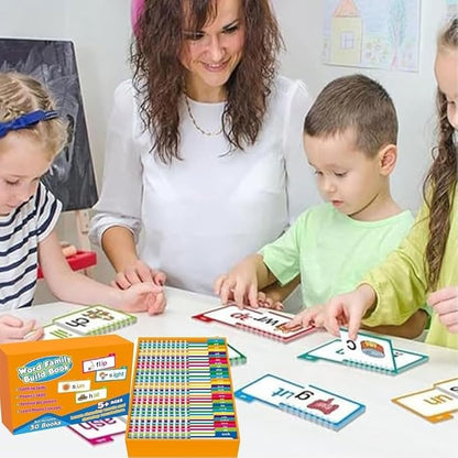 Logicalne 30 Read and Rhyme Flip Books, Word Family Flip Books Rhyming Card, Sight Words Rhyming Game, Educational Reading Book, Word ABC Vocabulary Families Flash Cards, Classroom Fun Learning(2PCS)