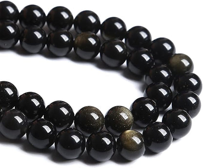 4MM 86PCS Natural Stone Golden Obsidian Loose Spacer Beads for Jewelry Making DIY Bracelet