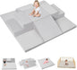 6-Piece Foam Climbing Blocks for Toddlers, Climb and Crawl Soft Foam Play Set with 47x47 Inch Baby Play Mat for Floor, Machine Washable Cover, Soft Climbing Toys for Toddlers 1-3 (Gray)
