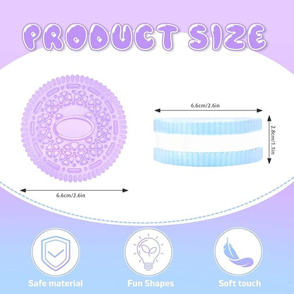 Sticky Cookie Squishies Fidget Toys Adults, Squeeze Toys for Autism, Stress Balls for Adults Fidgets Birthday Gifts(2 Pack Green Purple)