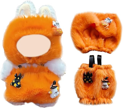 17cm Doll Clothes Set, Premium Jeans & Knitted Sweater Outfit for 17cm 15cm Dolls, Cute Dress Up Fashion, No Doll Included (Halloween Pumpkin, 17cm/15cm)