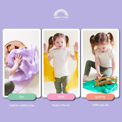 Sarah's Silks Mini Playsilks | Solid Colors | Creative Waldorf Toys for Education and Open-Ended Play (Set of 6 Primary)