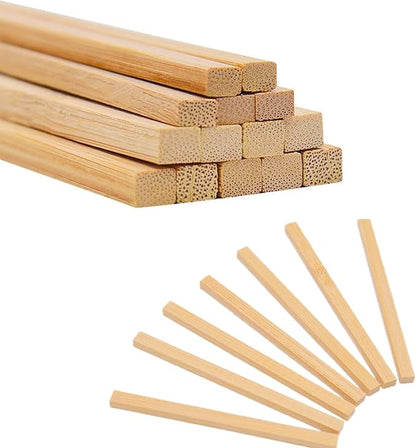 DaTpuik- 1/4 x 12 Inch 100 PCS Square Dowel Rods Wood Sticks Wooden Dowel Rods Unfinished Bamboo Sticks - for Crafts,Home Decor, Model Making and DIYers