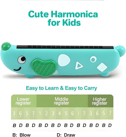 3PCS Harmonica for Kids, Beginners, Toddler muiscal Instruments Toys, Yellow, Pink, Green 16 Hole Harmonica Set, Educational Toys for Children