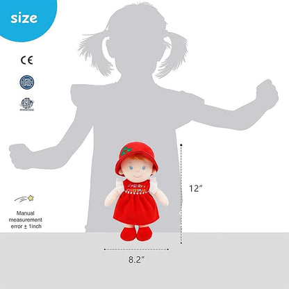 June Garden 12" Soft Dolly Emilia - Stuffed Soft Baby Boy Doll for Birth and Up - Christmas Special Edition