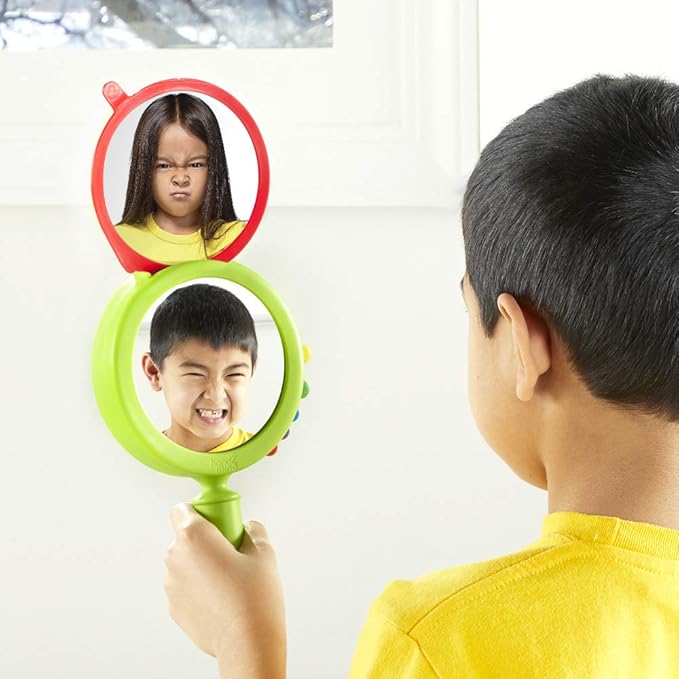 hand2mind See My Feelings Mirror, Play Therapy Toys, Mindfulness for Kids, Emotional Regulation for Kids, Social Emotional Learning Activities, Calm Down Corner Supplies, Calming Corner (Set of 4)