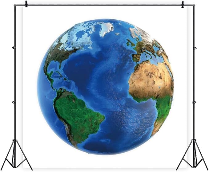 AOFOTO Blue Earth Seen Round Backdrop Space View Earth Photography Background Cover Earth Day Banner Earth Day Photo Backdrop Kids Astronaut Party Baby Shower Boys Girls Photo Booth Prop 7.2x7.2ft
