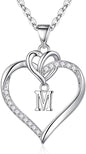 STORUP Heart Initial Necklaces for Women Girls, 14K Gold Plated Cubic Zirconia Heart Initial A-Z Pendant Necklace Dainty Heart Necklaces for Women Teen Girl Jewelry Birthday Gifts