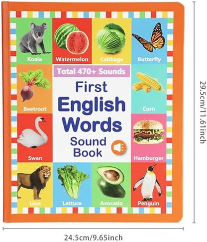 My First English Words Sound Book – 470+ Words, 21 Themes, English Learning Talking Book Toys for Kids 3 4 5 6 Years Old Learn ABC Singing and Speech Music Toy for Babies(3-9Y)