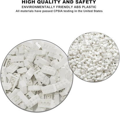 500 Piece Bulk 2x4 Building Bricks, Compatible with Lego, Flat White Bricks