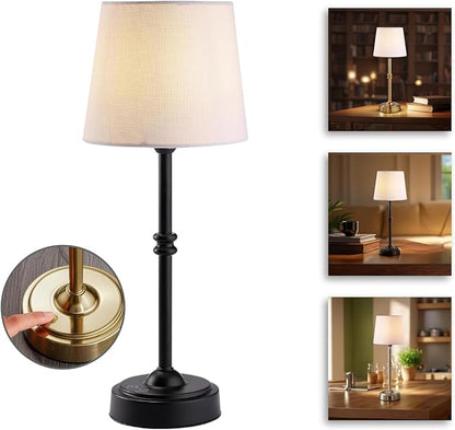 Wireless Table Lamp - Rechargeable LED Desk Lamp with Dimmer, 3 Brightness Levels, Swedish Design for Home, LED Light Bulb Included, for Office, Kitchen or Bedroom (Black)