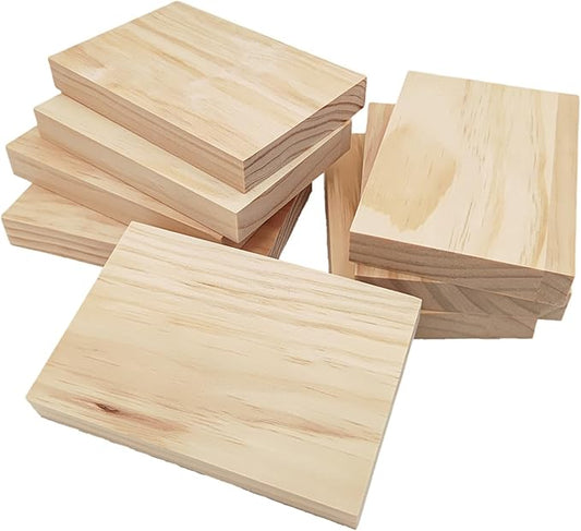 8PCS Rectangle Wood Boards Unfinished Wood Blocks for Crafting, 6x4x0.8in Blank Whittling Wooden Blocks for Wood Carving,Painting & Burning