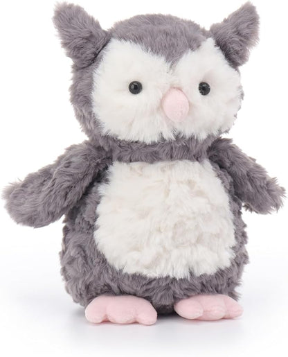 Apricot Lamb Grey Flower Owl Stuffed Animals for Kids, Soft Cute Plush Toys for Baby Girl and Boy, 9.5 Inches