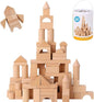 Pidoko Kids Wooden Blocks - 100 Pcs - Building Blocks for Toddlers - Includes Storage Container with Shape Sorter Lid - Natural Beech Wood Blocks - Preschool Learning Toys Stacking Block