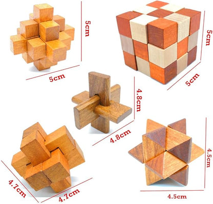 Guaishou Brain Teasers with The Puzzles 21Pcs Unlock Interlock Game IQ Test Toy 3D Wooden and Metal for Party Favor Kids Adults Challenge