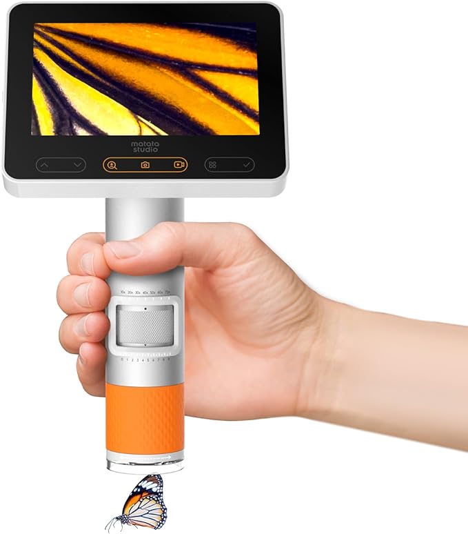 MX2-A Handheld Microscope for Kids, Portable Digital Microscope 100-1600X with 4.3-inch 1080P LCD Screen, MatataStudio Wireless USB Educational Microscopes for Kids & Adults