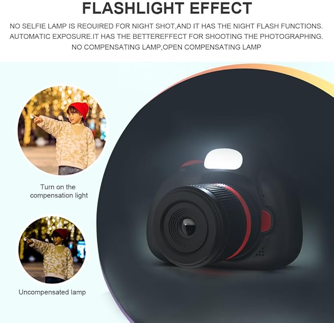 Kids Camera,Kids Digital Camera with Rotating Zoom Lens,1080P HD Digital for Kids with Flash,32GB SD,Christmas Birthday Gifts for Girls Boys 3-12 (Black, D6S)
