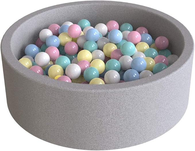 Wonder Space Deluxe Kids Round Ball Pit, Premium Handmade Kiddie Balls Pool, Soft Indoor Outdoor Nursery Baby Playpen, Ideal Gift Play Toy for Children Toddler Infant Boys and Girls (Light Grey)