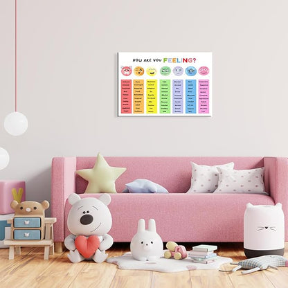 uoyien Feelings Chart For kids Mental Health Posters Help Students Understand Emotions Poster Calm Corner Special Education Classroom Decorations Preschool Classroom Supplies Wood Framed 16x24in