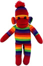 Adorable Sock Monkey, The Original Traditional Hand Knitted Stuffed Animal Toy Gift-for Kids, Babies, Teens, Girls and Boys Baby Doll Present Puppet (16" Rainbow)