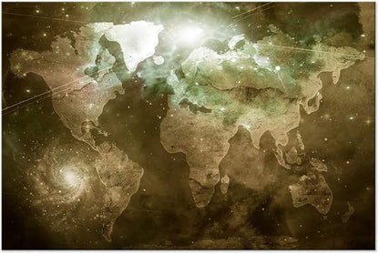 artgeist Pinboard World Map 35x24 in - Cork Board & Canvas Print Wall Art 1 pcs Memoboard with 50 Pins Noticeboard Message Board Image Picture Home Decor Travel Map k-C-0139-p-c