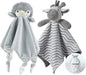 CREVENT Cozy Plush Baby Security Blanket, Loveys for Baby Girls and Boys, Birthday (Zebra + Penguin)