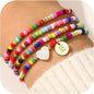 M MOOHAM 4PCS Initial Bracelets for Women Girls - Colorful Beaded Bracelet Heart Initial Bracelet for Women Stackable Layered Boho Bracelets Jewelry Gifts for Kids Teen Girl