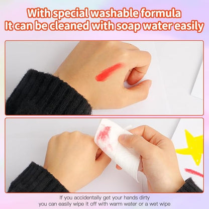 30 Colors Solid Tempera Paint Sticks, Washable Paint Sticks for Kids, Quick Drying,Non-toxic,Idel for Kids and Students