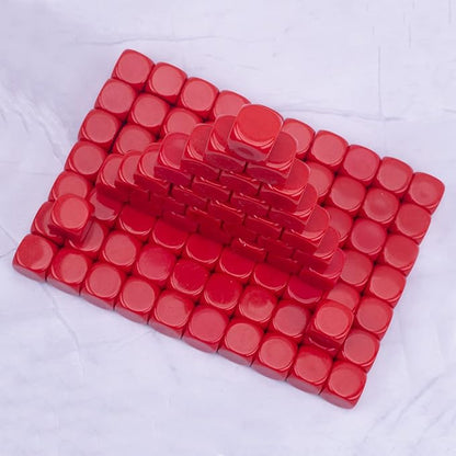 22MM Rounded Blank Six Sided Dice Lianshi Teaching Created Sesources Game Teaching Plastic Cubes Four Colors Choosable (100Pcs, Red)