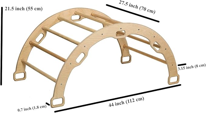 Climbing Arch | Montessori Rocker Arch | Arch with Cosy Pillow | Wooden Climbing Arch with Cushion | Wooden Climbing Arch and Rocker | Indoor Playground Cosy Cushion Rocker (Dino)