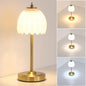Cordless Small Table Lamp with 5000mAh Battery & Touch Control - 3 Adjustable Color Temperatures, Dimmable Rechargeable Table Lamps for Living Room, Bedroom, Desk, Nightstand (White Tulip)