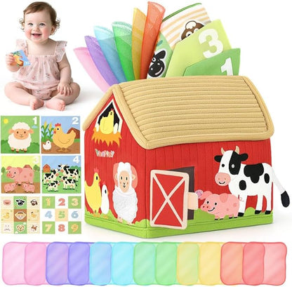 DINORUN Baby Toys 6 to 12 Months - Montessori Tissue Box Toys for Babies 6-12 Months - Infant Newborn Toddlers Sensory Magic Baby Tissue Box Educational High Contrast Toy Development STEM Toy Gift