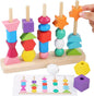 Wooden Sorting & Stacking Toys, Montessori Toys for 3 4 5 Years Old Toddlers, Color Recognition Stacker Shape Sorter Puzzles, Gift for Baby Boys Girls…