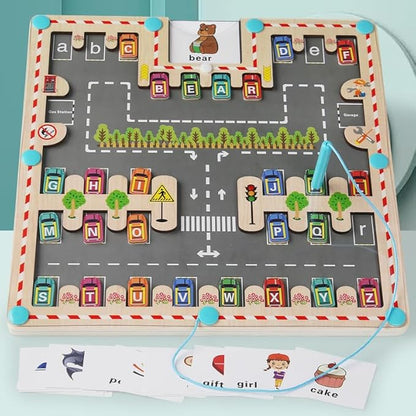 Magnetic Number Maze, Alphabet Maze, Montessori Toy for 3+ Yrs, Wooden Magnet Balls Puzzles, Toddler Busy Board, Preschool Activities, Kids Gift