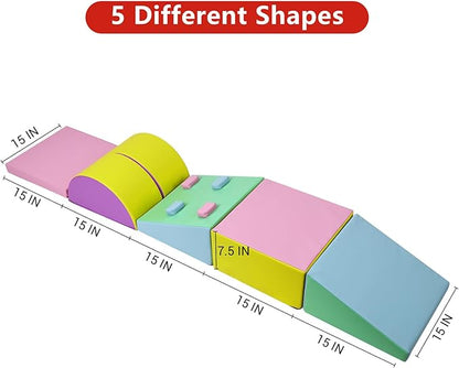 GarveeLife Foam Climbing Blocks for Toddlers, Waterproof Toddler Climbing Toys, Baby Jungle Gym Indoor Lightweight, Easy to Clean Foam Play Gym 5PCS