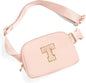 Gitus Gifts for 8 9 10 11 12 Year Old Girls Belt Bag Fanny Pack Crossbody Bags with Initial Letter Patch Cute Stuff Birthday Gifts for Teen Girls Women Personalized Trend Stuff (Coral Pink-T)