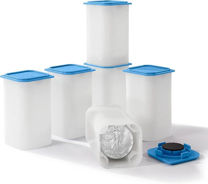 LIGHTHOUSE - Square Coin Tubes for 20 Coins - Perfect for Silver Eagles and US Silver Dollars - Intercept Corrosion Protection (40-41mm) - Pack of 50