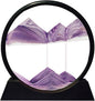 Aoderun Moving Sand Art Picture Round Glass 3D Deep Sea Sandscape in Motion Display Flowing Sand Frame Relaxing Desktop Home Office Work Decor (7", Purple)