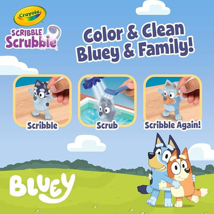 Crayola Scribble Scrubbies Bluey Poolside Playset (4ct), Washable Bluey Toy Set for Kids, Holiday for Toddlers, with Bingo, Chilli, and Bandit, Ages 3+