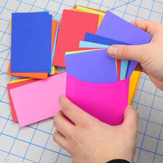 Hygloss 100 Library Card Pockets 3.5x5 Inch - Non-Adhesive Pocket Envelopes - 10 Assorted Colors - Classroom Envelope Pockets - Ideal for Organizing - Colorful Small Library Book Pocket