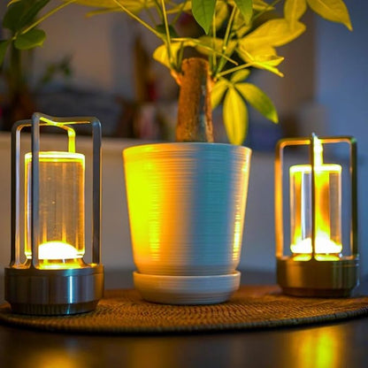 Klarako Crystal Lantern Lamp – Modern Cordless Rechargeable Bedside & Outdoor Light, Portable Wireless Lamp – Dimmable Touch Control – Luxury Living Room & Hotel-Style Lighting (Silver, 5-Pack)