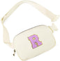Gitus Gifts for 8 9 10 11 12 Year Old Girls Belt Bag Fanny Pack Crossbody Bags with Initial Letter Patch Cute Stuff Birthday Gifts for Teen Girls Women Personalized Trend Stuff (Ivory-R)
