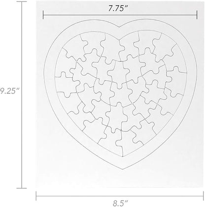 Hygloss 6 Blank Heart Puzzles – 8.5 x 9.5 Inches with Surrounding Frame + Backing Card – Ideal for Valentine’s Day Crafts – Write, Draw, and Decorate – 34 Pieces Each