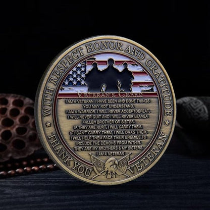Military Veterans Creed Challenge Coin with Gift Box Military Coin Gift Thank You for Your Service Veterans are My Brothers