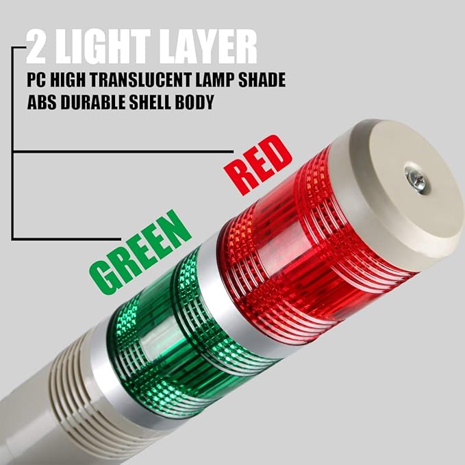 Industrial Signal Column, LED Alarm Tower Lamp Flash Indicator, 2-Layer Stack Warning Light for Safety (110V/Steady ON)