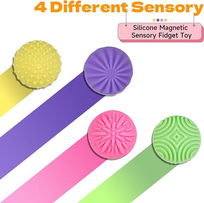 Magnetic Balls Fidget Toys,4Pcs Silicone Magnetic Balls,Magnet Stress Relief Toys,Silicone Desk Fidgets Toys for Office,Sensory Fidget Ball Toy for Adults, Teens with ADHD,Anxiety (Light-Color, 4)