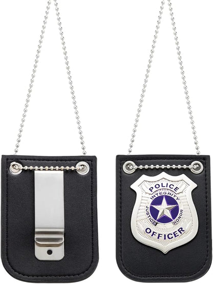 Spooktacular Creations Police Pretend Toy Set for Kids, Silver Police Badge Handcuffs, Cop Play Costume Accessories, Halloween Party Favors, Detective Dress Up, Christmas Stuffers for Boys Men Women