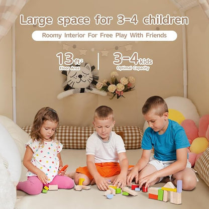Play Tent with Star Lights, Colored Flags and Carry Bag, Playhouse for Kids,Kids Tent, Indoor Bed Tent for Toddler, Toys for Boy Girl Birthday Gift